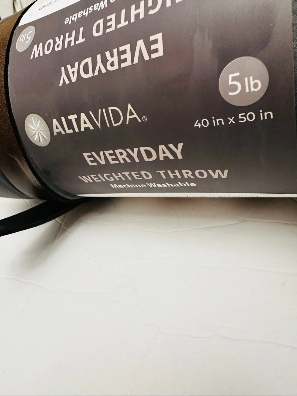 Throw Blanket weighted~Gray with Brown holder🆕 Altavida*40X50”~5lbs
